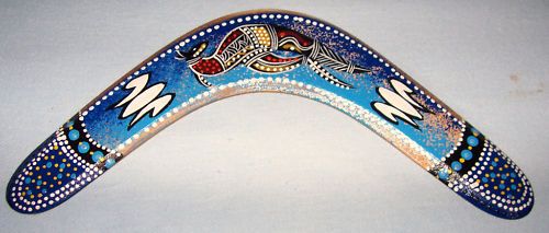 Boomerang Returning Hand Made 12 Blue Painted Dot Art  