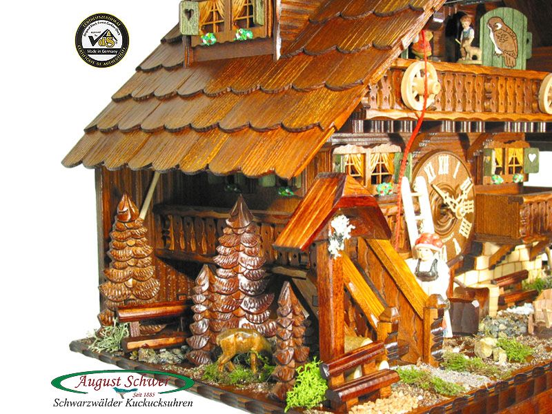 Up for auction genuine hand made Black Forest cuckoo clock. New 