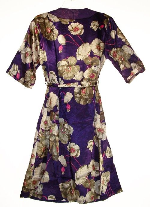 PC FLORAL SATIN ROBE & GOWN SET  D.Purple  M L XL 2X  