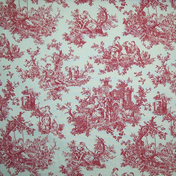Waverly Sweet Pastimes Red Crimson Toile fabric BTY  