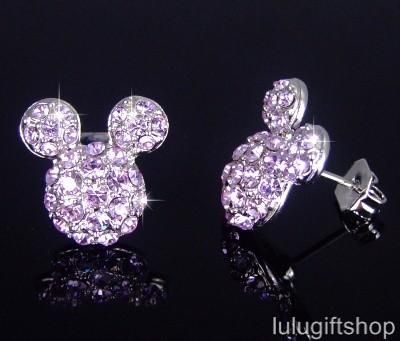 DISNEY MICKEY MOUSE STUD EARRINGS USE SWAROVSKI CRYSTAL  