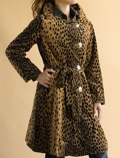 TASHA POLIZZI OCELOT VELVETEEN WALLIS LONG COAT LINED TORTOISE BUTTONS 