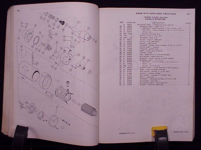 1970 Case 870 Agri King Tractor Parts Manual Book ORIG  