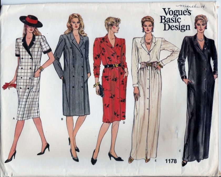 Vogue Pattern Misses Maxi Coat Dress Size 10  