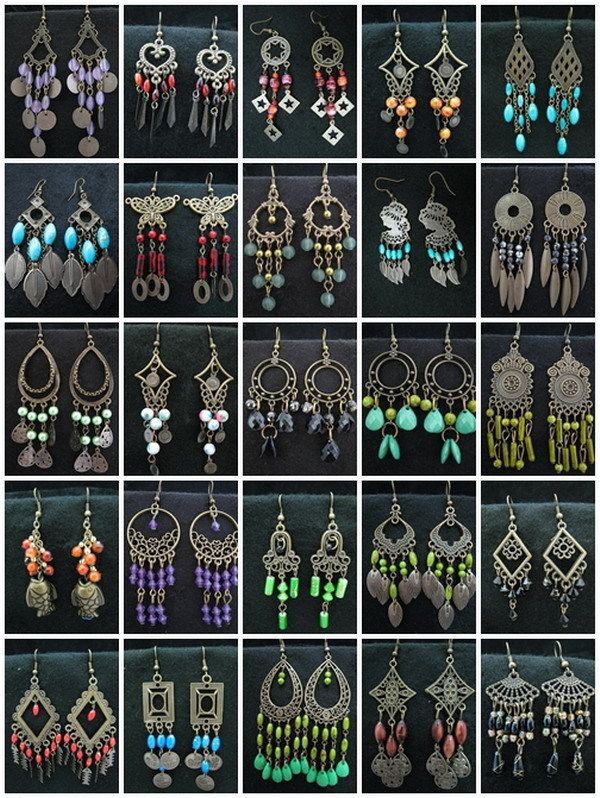 Lot 10 Pairs New Vintage Colorful Beads Chips Earrings  