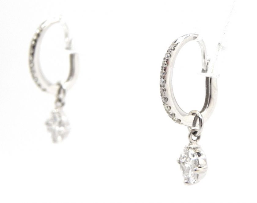 Striking 18k White Gold Diamond Drop Earrings  