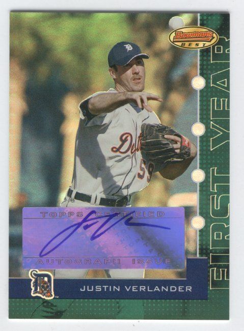   Bowmans Best Green Justin Verlander RC Auto Autograph 333/399 Tigers