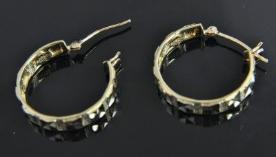 Estate Beverly Hills Gold 14K Diamond Cut Hoop Earrings  