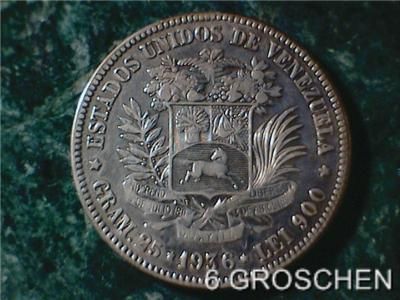 VENEZUELA BOLIVAR 1936 SILVER LARGE COIN TALER SIZE  