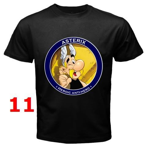 ASTERIX AND OBELIX CARTOON BLACK T SHIRT  