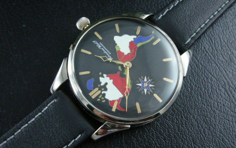 HUGE INTERNATIONAL WATCH CUSTOM. CLOISONNE STYLE. AMERICAS.  