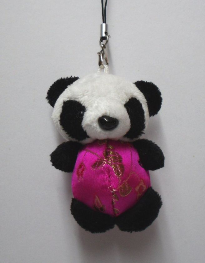 Plush Chinese Custom Panda Cell Phone Charm Pink  