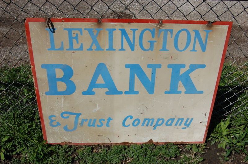 Double Sided Lexington Bank and Trust Co. Painted Sign  