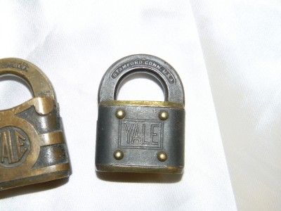 ANTIQUE LOT of (3) PADLOCKS FRAIM YALE / YALE & TOWNE CO BRASS LOCKS 