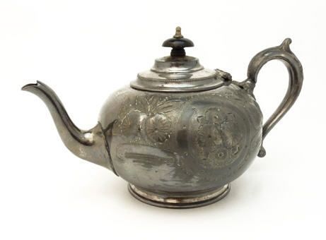 Antique Victorian 19C English Pewter Teapot HandCraft  