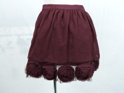 NWOT FOREVER 21 MAROON FLOWER APPLICANT DETAIL SKIRT, sz M  