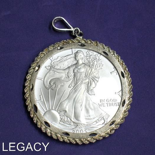 2005 SILVER EAGLE IN STERLING SIL.DIAMOND CUT BEZEL(RR  