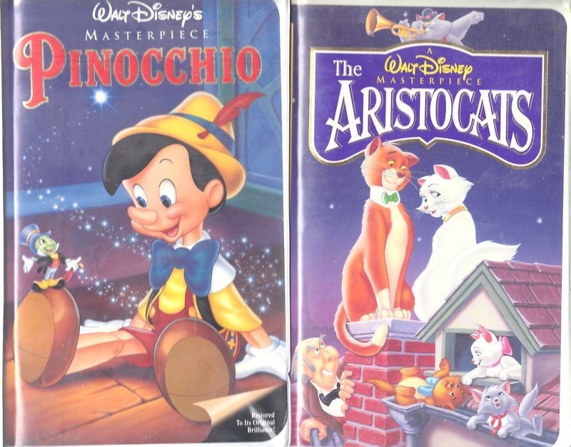 Pinocchio (VHS, 1993) & The Aristocats   2 Disney VHS 012257239034 