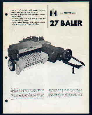 IH McCormick International 27 Baler Brochure  