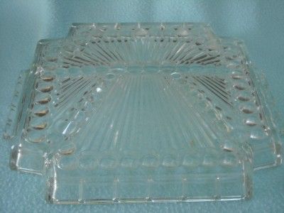 Art Deco Clear Glass Serving Tray Vintage Retro Decor  