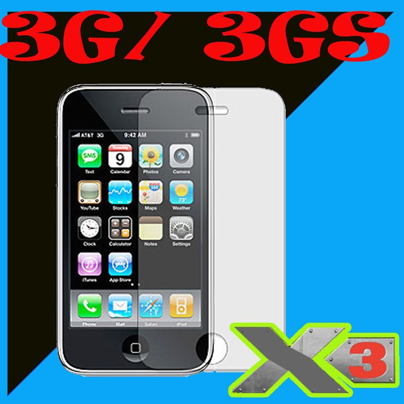 3x Transparent Clear LCD Display Screen Protector Front iPhone 3G 3GS 