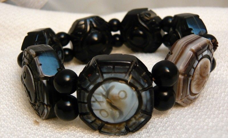 Energy Tibetan Bagua Ritual Dzi Bead Bracelet Carving  