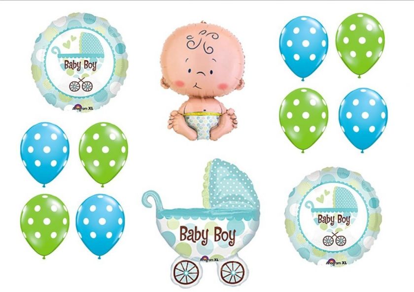 BABY BOY BUGGY CARRIAGE Shower Balloons Decorations  