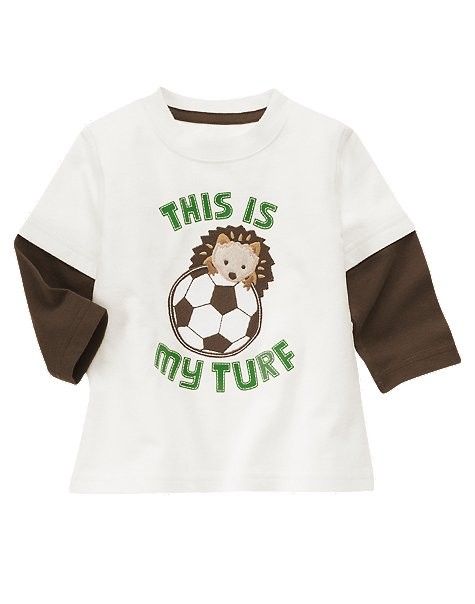 Gymboree NWT Soccer Star Hedgehog Double Sleeve Tee  