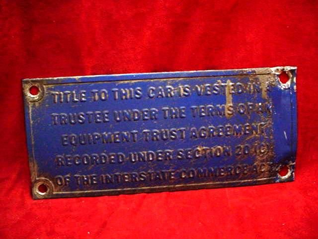 VINTAGE METAL RAILROAD CAR BUILDERS TITLE PLATE  