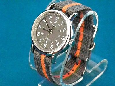 VINTAGE TIMEX MILITARY STYLE GREY FACE 24 HOUR DIAL INDIGLO WATCH NIB 