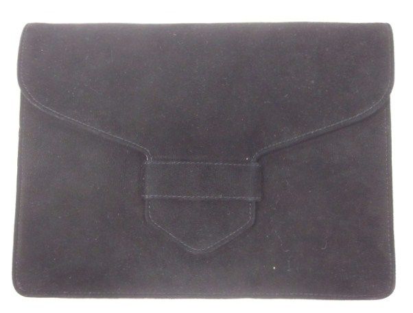 VNTG BARR & BARR Blk Suede Loop Closure Clutch Handbag  