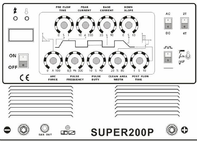 Parameters of AC/DC TIG/MMA/CUT Welding Machine SUPER200P