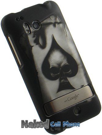 POCKET ACES BLACK SKULL CASE COVER FOR HTC THUNDERBOLT  