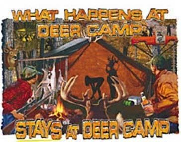 WHAT HAPPENS AT DEER CAMP HUNTING T SHIRT FUNNY S 3X  