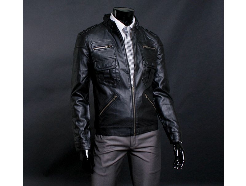 Premium Black Mens Rider Leather Jacket US Size M  