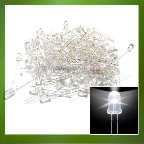 100 Pcs 5mm Ultra Bright White LED17000mcd NEW  