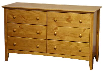   Solid Wood Shaker 6 Drawer Dresser 54W Chest of Drawers Bureau  