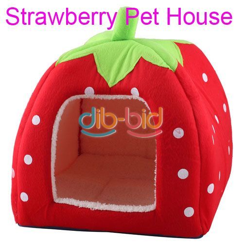   Soft Super Cool Sponge Strawberry Pet Cat Dog House Bed Size  