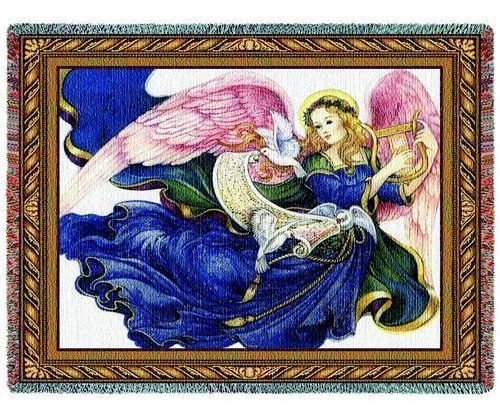 CELESTIAL GRACE ANGEL TAPESTRY THROW AFGHAN BLANKET  