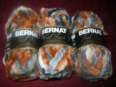 Bernat Fab Faux Bulky Weight Yarn 3 Skeins Shearling  