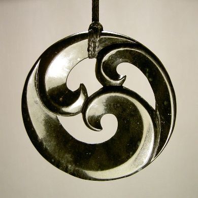 Koru Pendant Necklace BLACK Jade Nephrite Carving  