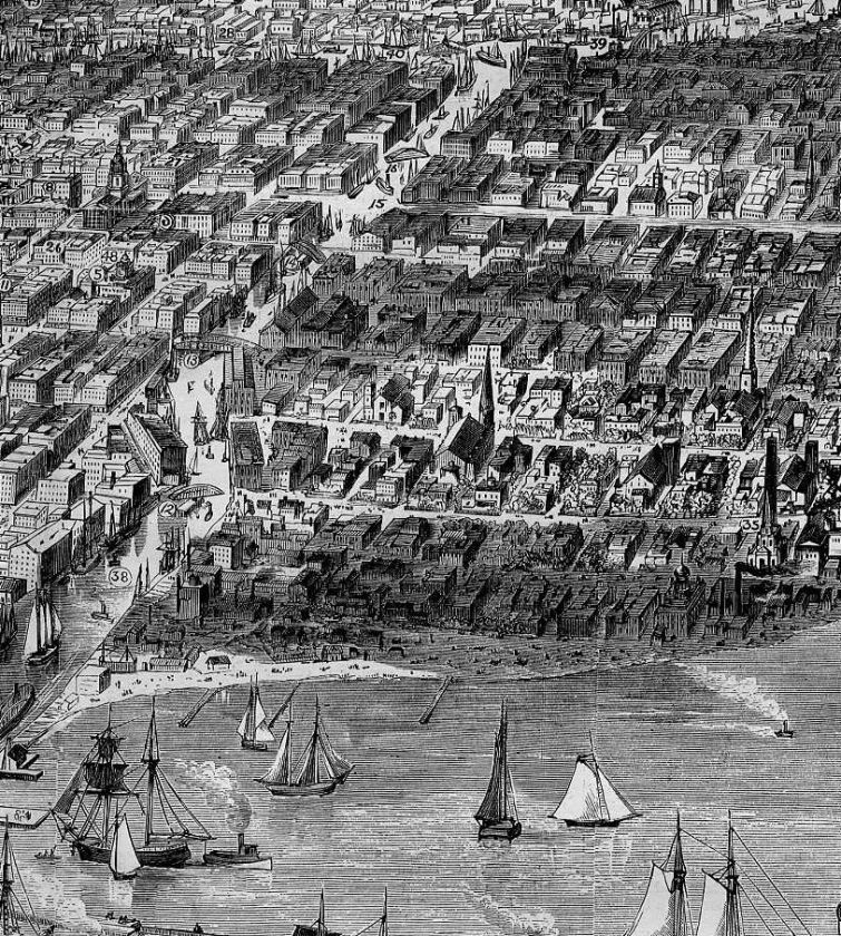 CHICAGO BIRDS EYE VIEW BEFORE GREAT FIRE, 1871 CHICAGO  