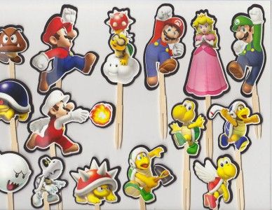   Mario Bros Brothers Cupcake Cake Toppers Birthday Party decor  