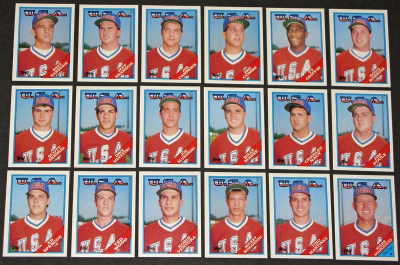 1988 USA Baseball Team Topps Lot of 18 Cards Ex. Cond.  