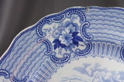 Antique Flow Blue China Dinner Plate Adams Bologna  