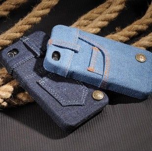 Blue Jeans Demin Fabric Case Cover for iPhone 4 4G New  