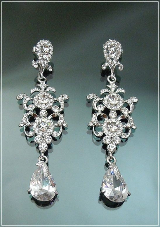 Clear Swarovski Crystal Bridal Chandelier Earrings NEW  