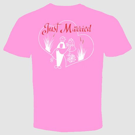 just married wedding love T shirt bride groom funny  