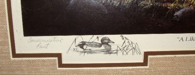 1981 Ken Zylla Comm. Print A Likely Refuge Artist Signed W/1981 Duck 