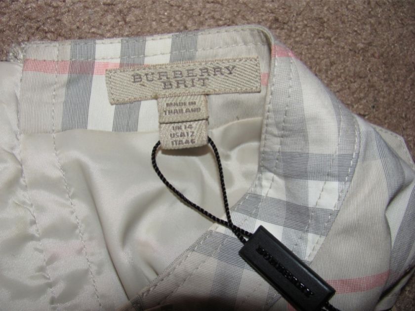 BURBERRY BRIT KHAKI PLAID NOVA CHECK SLEEVELESS BUTTON DOWN SHIRT 